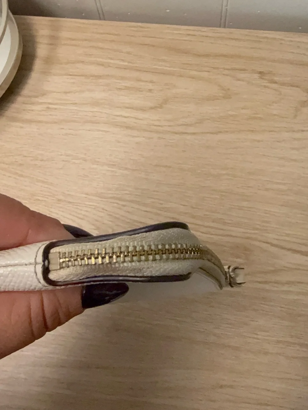 Coach Ivory White Leather Zip Wristlet Wallet Gold Hardware